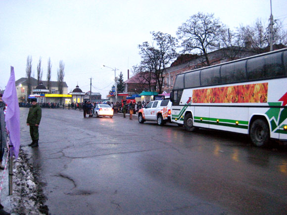 Колона эстафеты  Олимпийского огня в Мичуринске